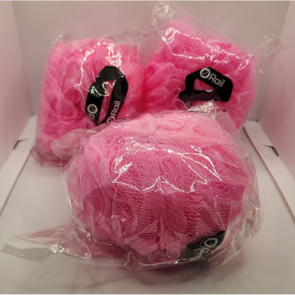 3 Pink Loofah Shower‎ Sponges By Rail 70g